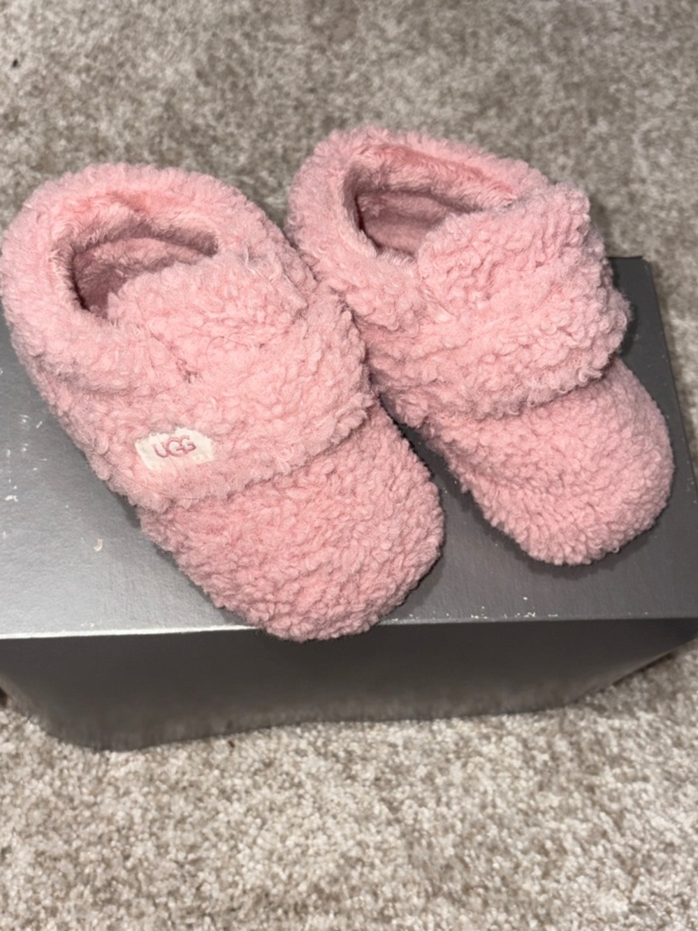 UGG Pink Fuzzy Sherpa Slip-Ons booties